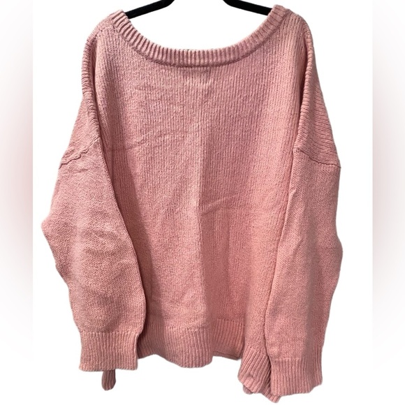 Old Navy Oversized Voop-neck Cotton Tunic Sweater, Size XXL (20), Peach - Picture 6 of 7
